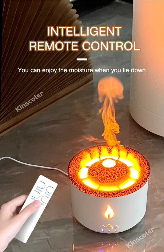 360Ml Volcanic Flame Aroma Oil Diffuser Jellyfish Smoke Ring Air Humidifier Ultrasonic Atomizing Sprayer as Christmas Gift