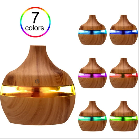 Humidifier Electric Aroma Air Diffuser Wood Ultrasonic Air Humidifier Essential Oil Aromatherapy Cool Mist Maker for Home 300Ml